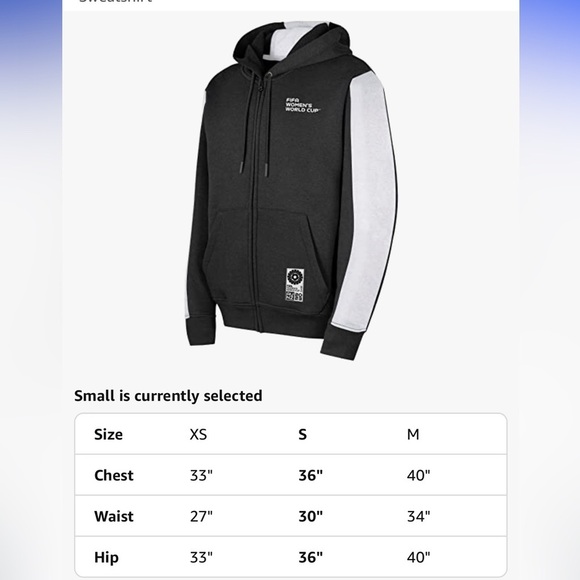 Men’s s FIFA Women's World Cup Black and White Hoodie Small - Picture 4 of 6